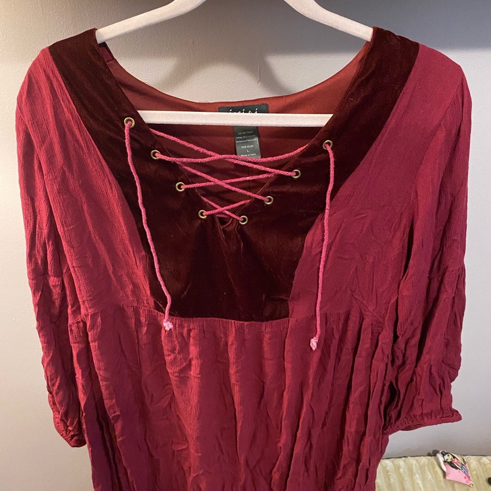 Joei & I Red Lace-Up Dress